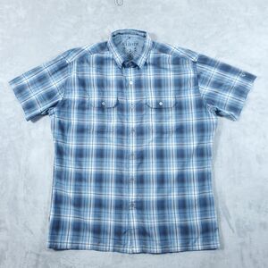 Kuhl Eluxur Short Sleeve Shirt Mens XL Light Blue Plaid Active Outdoor Hiking